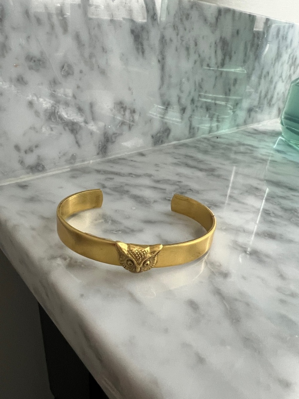 Gold Owl Accent Cuff Bracelet